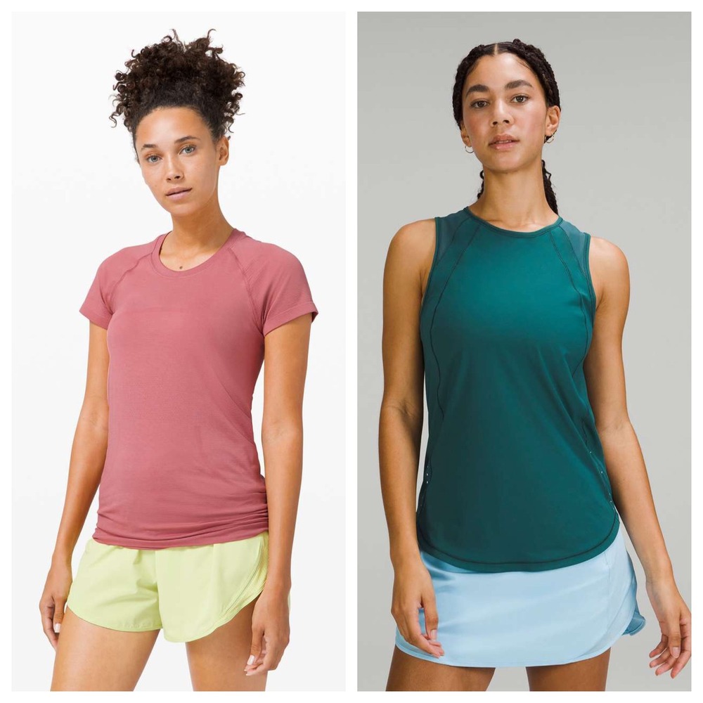 Lululemon Swiftly Tech SS 2.0 Pink and Sculpt Tank Teal Green Workout Bundle